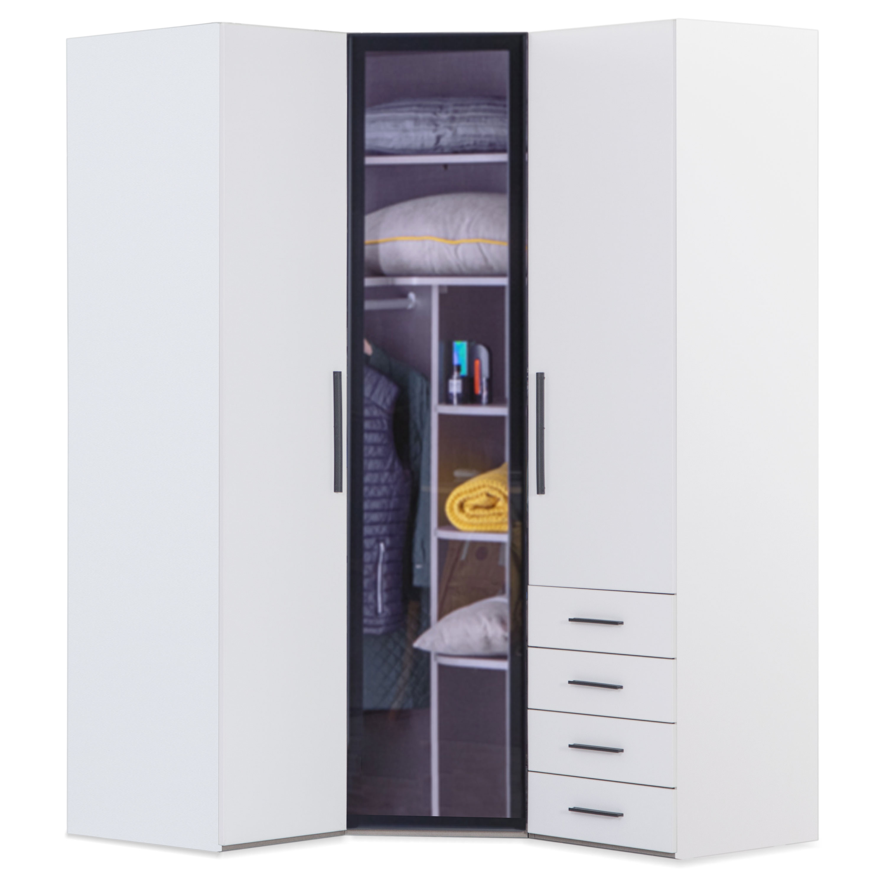 Eck Kleiderschrank mit vier Türen AW-808