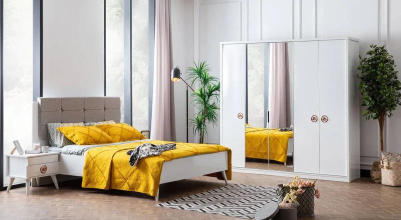 Retro Weiß Schlafzimmer Set