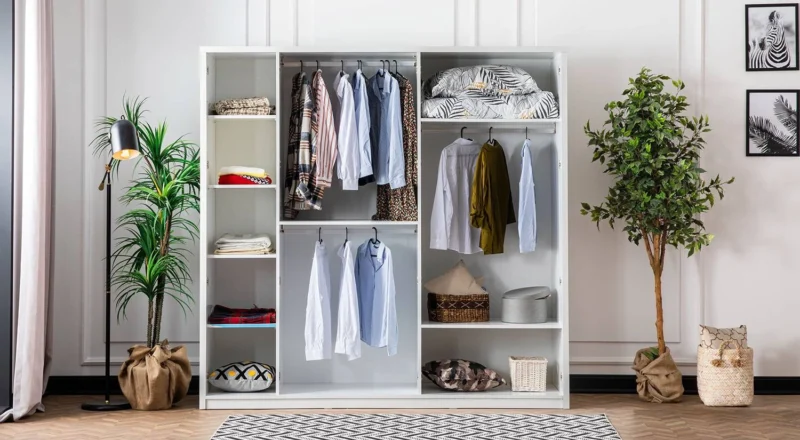 Retro Weiß Kleiderschrank mit 5 Türen