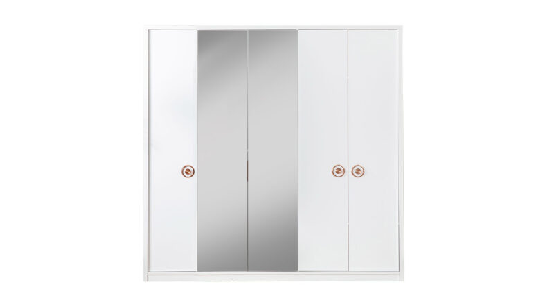 Retro Weiß Kleiderschrank mit 5 Türen