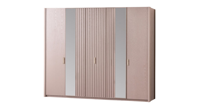 Latte Kleiderschrank mit 5 Türen