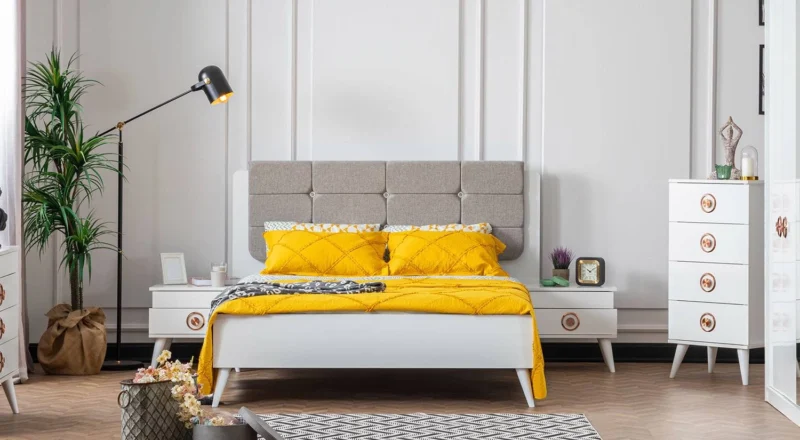 Retro Weiß Box Bett 160x200cm