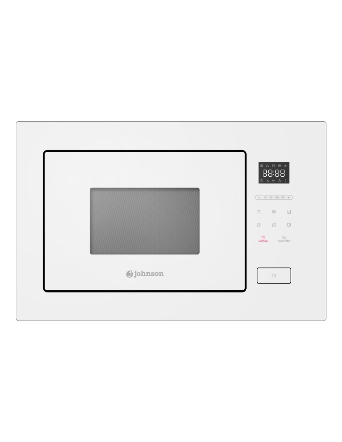 Built-in microwave with grill, 28 litres, white glass - JOMI28BINT