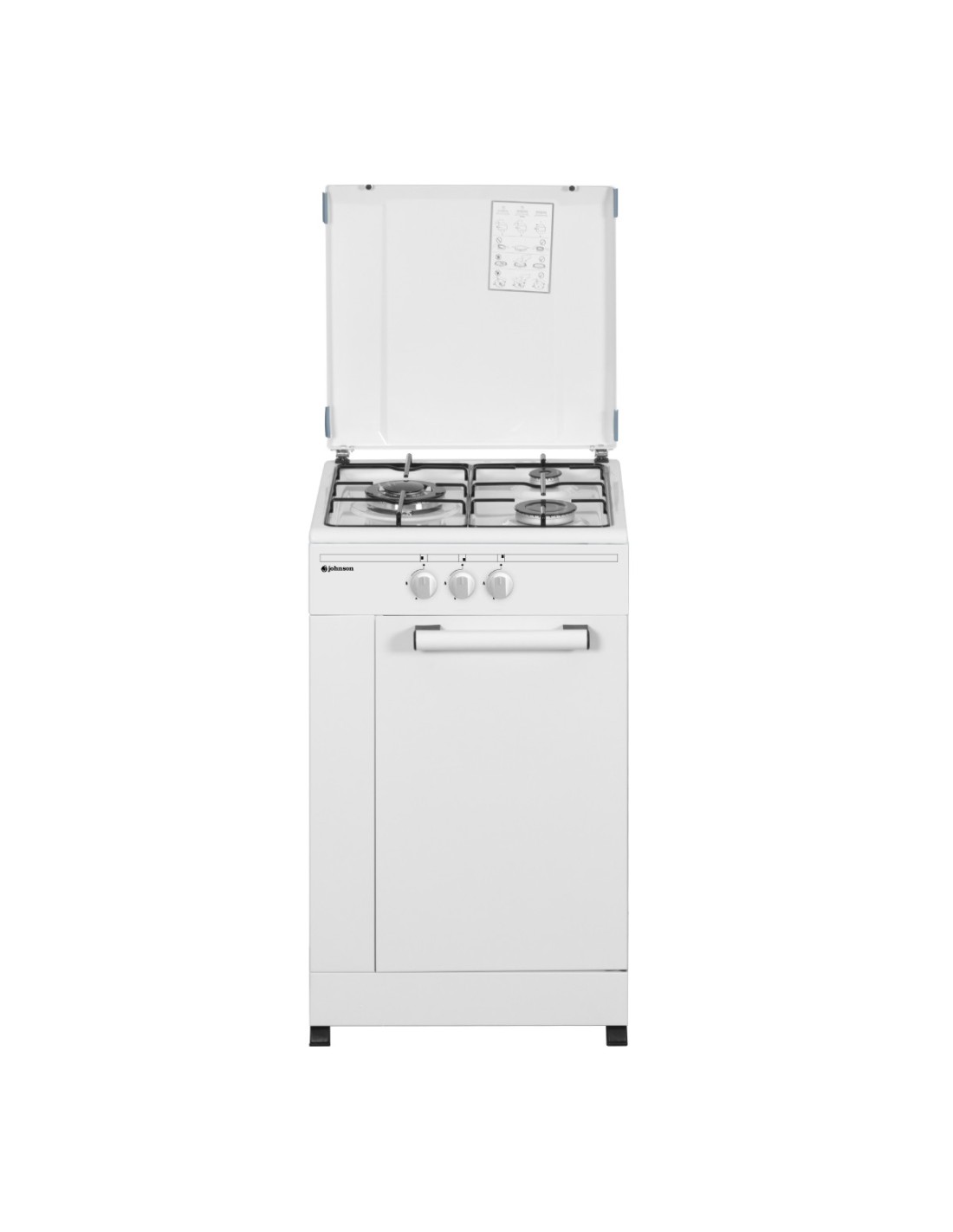 Freestanding gas cooker with cylinder compartment 50 cm 3 burners white