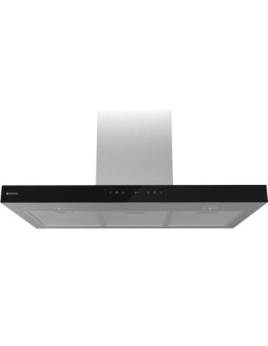 Wall-mounted hood freetouch 90 cm inox black glass front