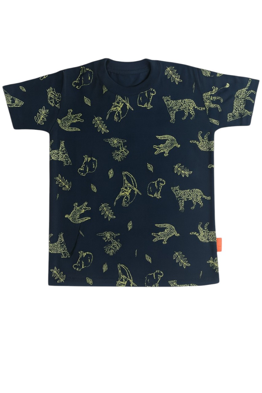 Remera Azul con Estampa Iberá Animales