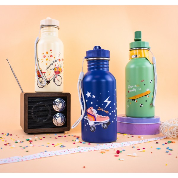 Yoko Design vaikiškas nerūdijančio plieno buteliukas, LET'S ROLL, 500 ml