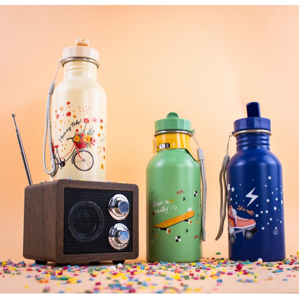 Yoko Design vaikiškas nerūdijančio plieno buteliukas, I LOVE BIKE, 500 ml