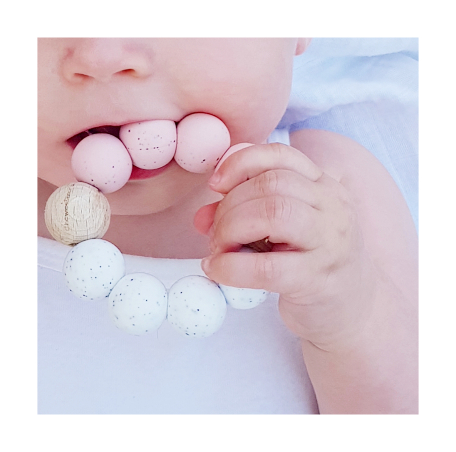 Kramtukas kūdikiams, rožinė/balta