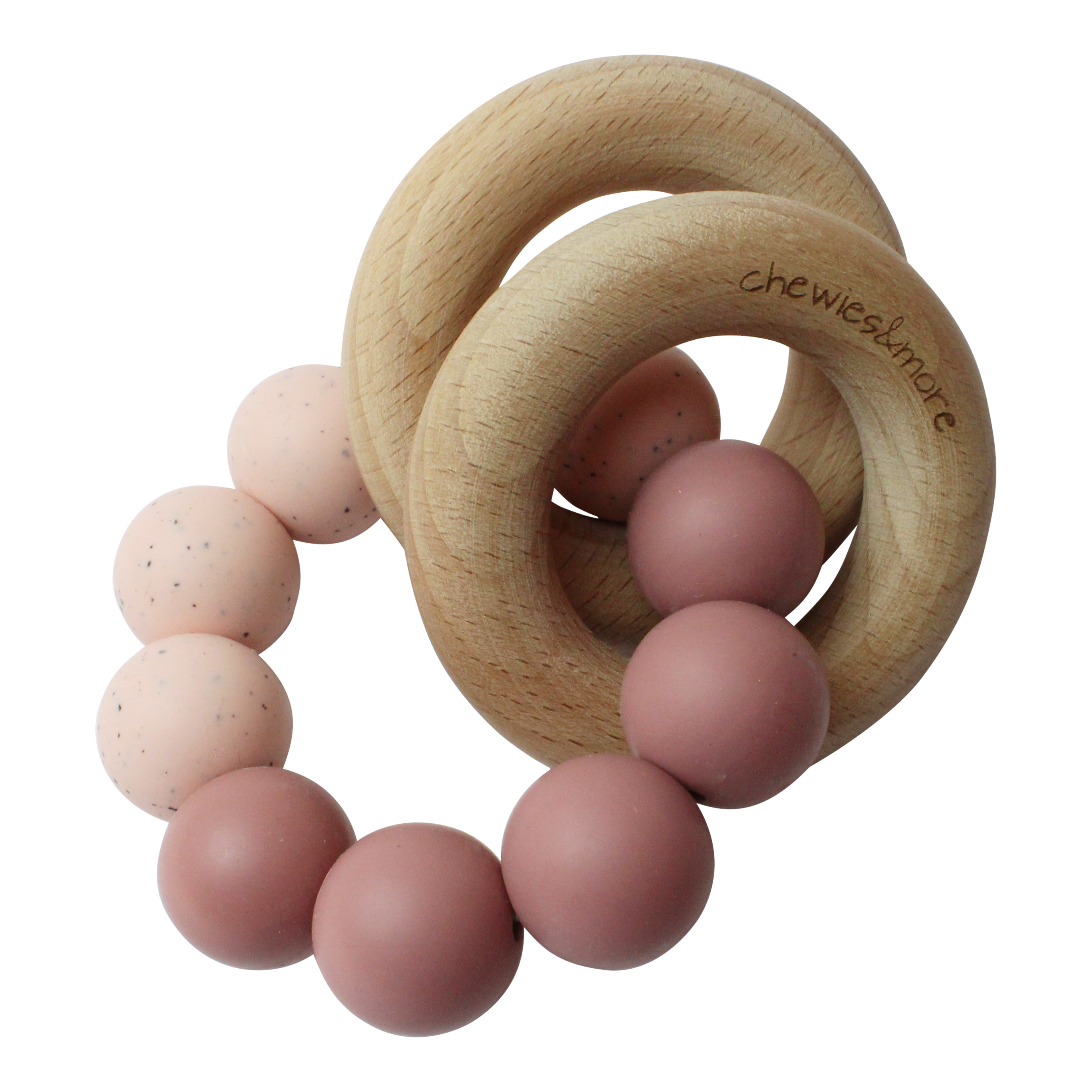 Kramtukas-barškutis kūdikiams, pudros/rausva