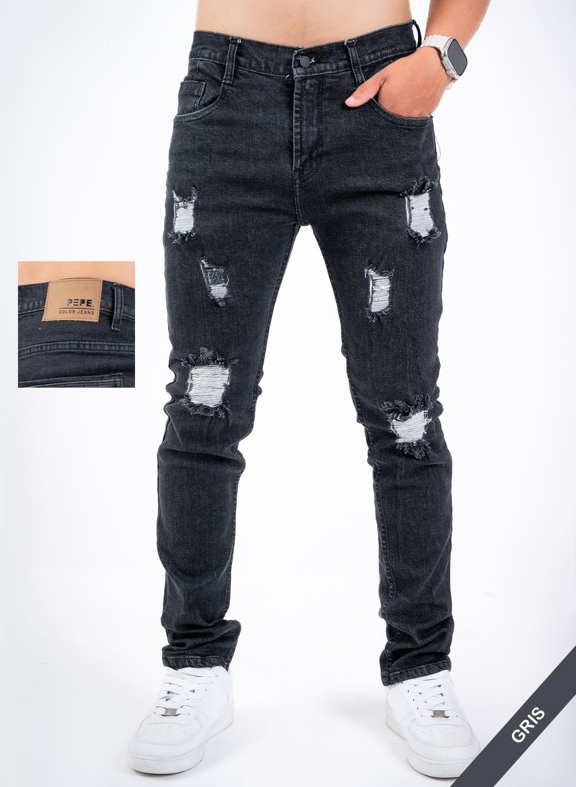 Pantalones Rotos Doblados para Caballero
