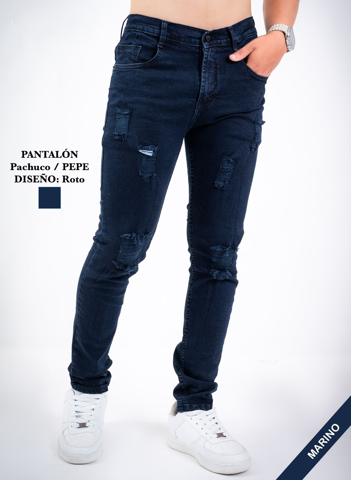 Pantalones Rotos Doblados para Caballero