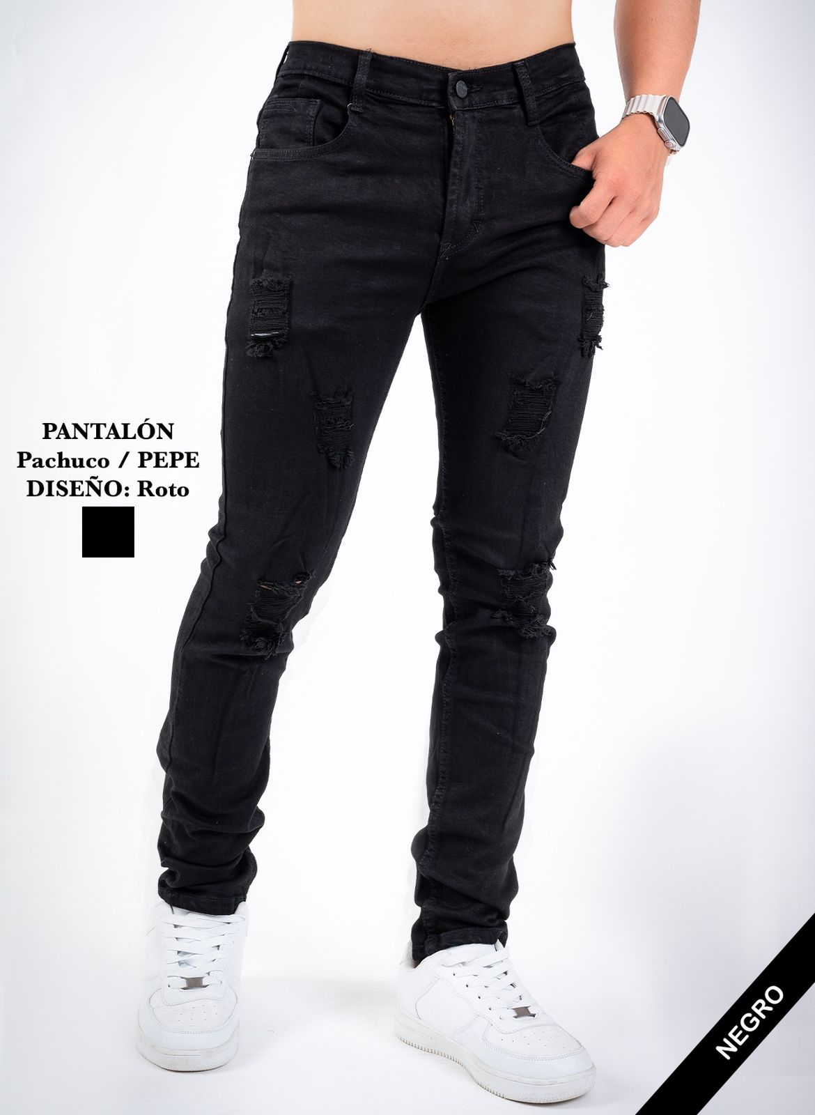 Pantalones Rotos Doblados para Caballero
