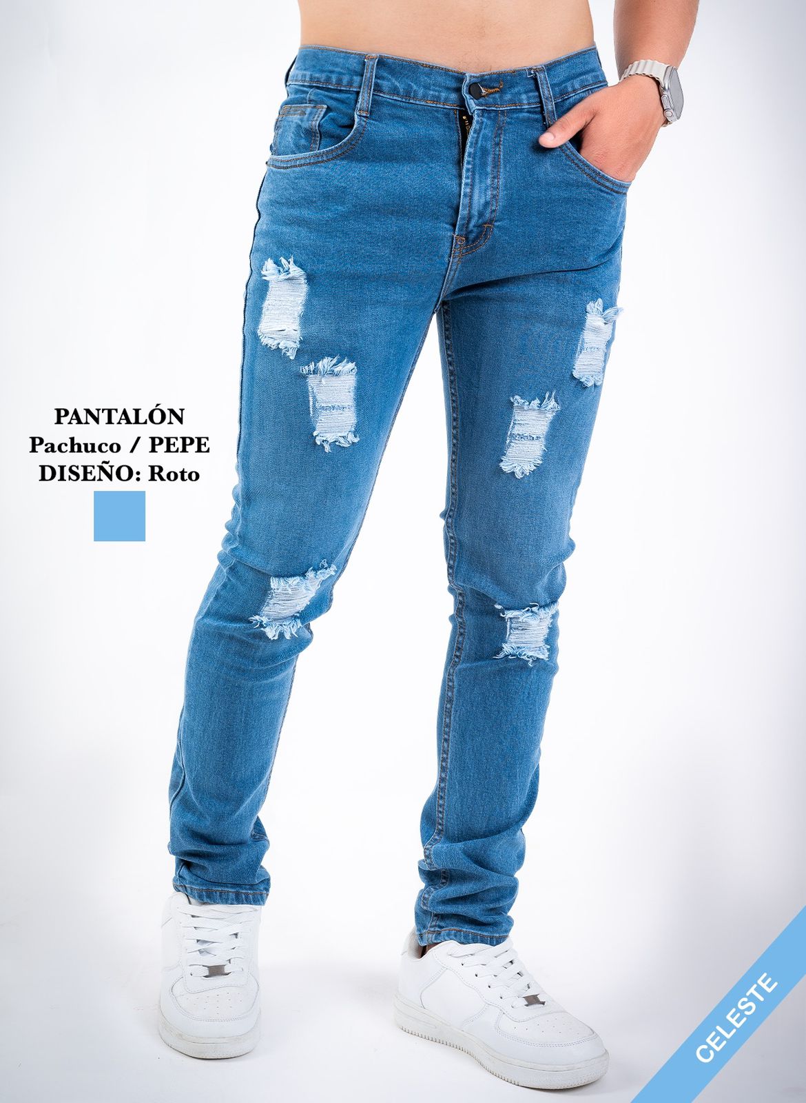 Pantalones Rotos Doblados para Caballero