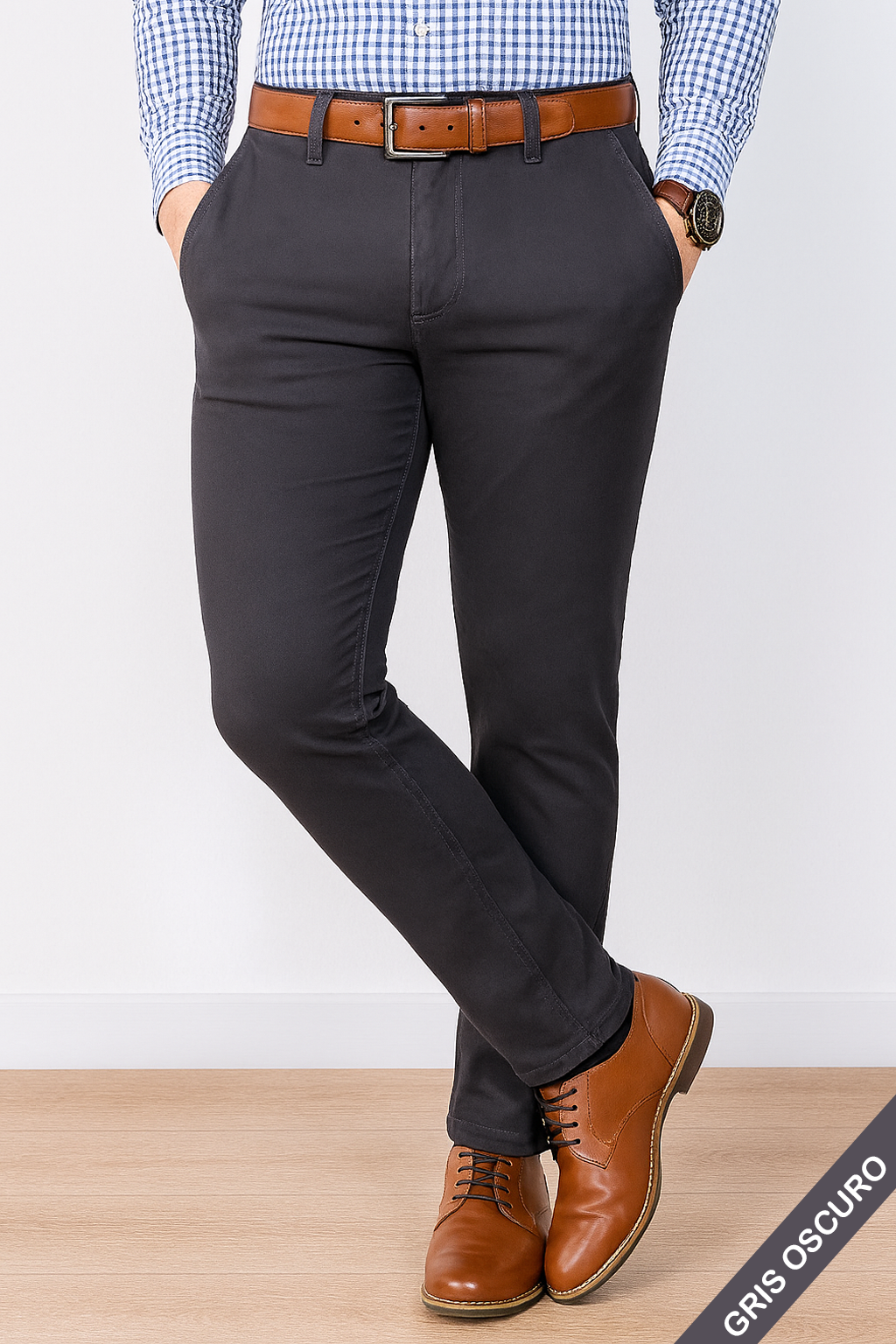 Pantalones de Gabardina Semi-Rectos para Caballero