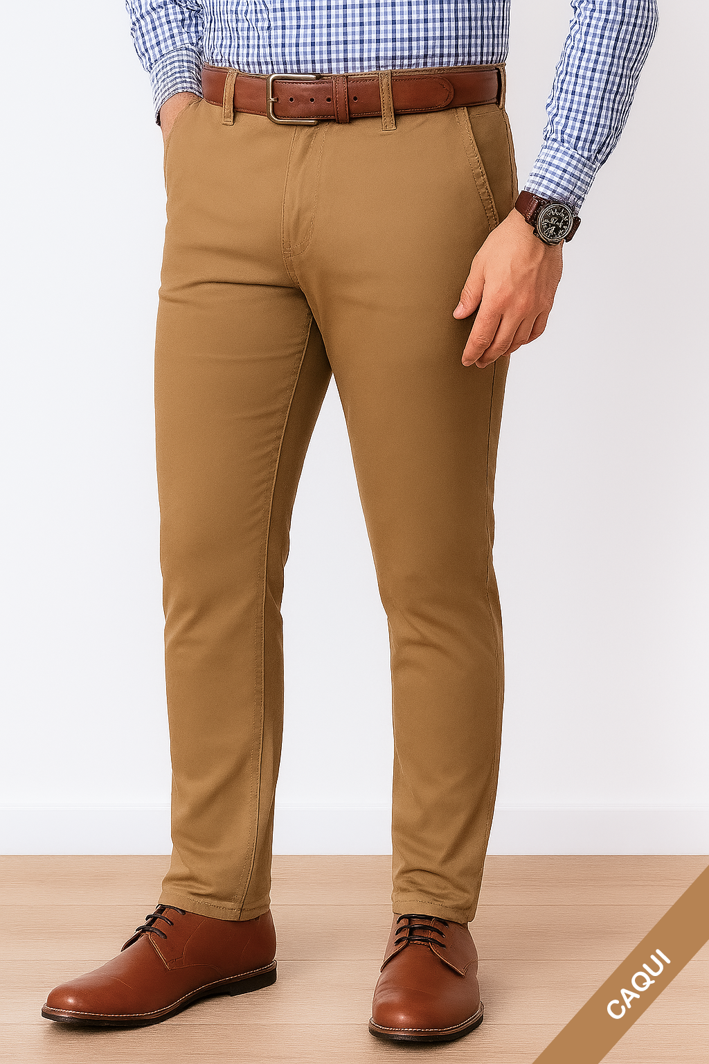 Pantalones de Gabardina Semi-Rectos para Caballero