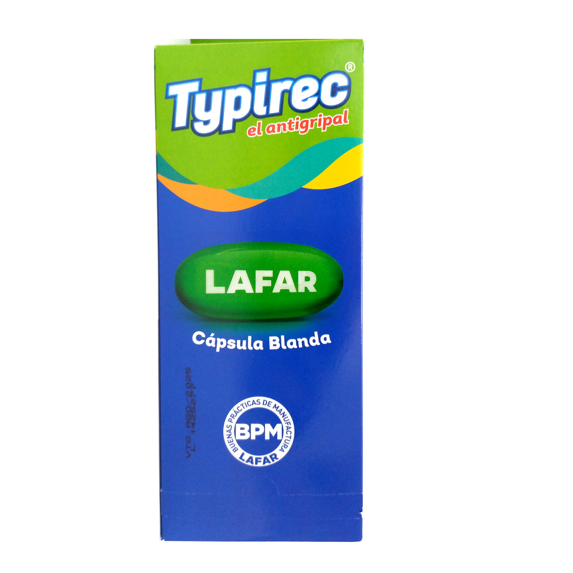 Typirec X capsulas  Paracetamol 250 mg clorfeniramina 2.5 mg Pseudoefedrina 30 mg Dextrometorfano 10 mg