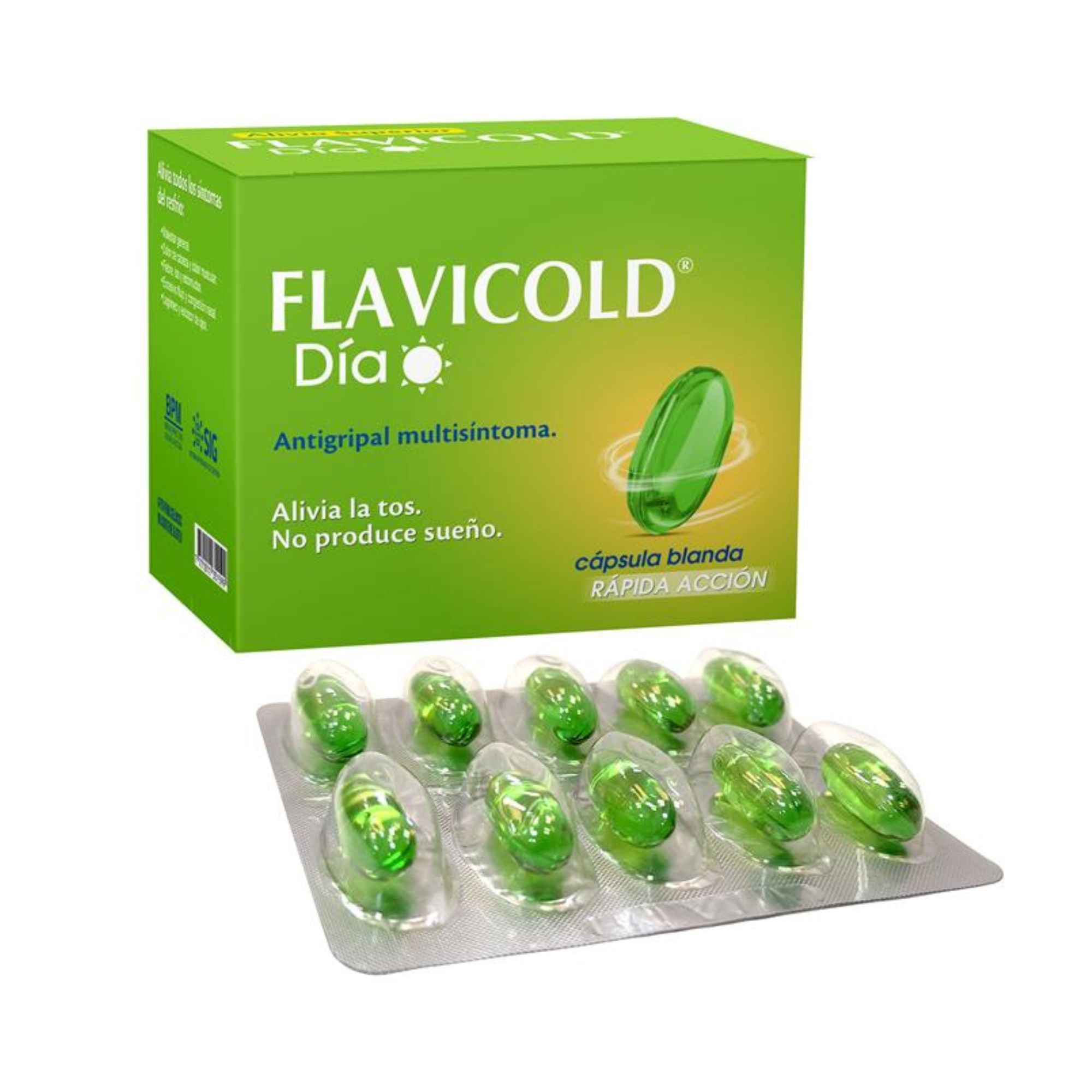 Flavicold Dia Antigripal X Capsula Blanda (Paracetamol 350 mg,Dextrometorfano 10 mg,Fenilefrina 5 mg)