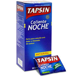 Tapsin Caliente Noche X sobre Paracetamol,Noscapina, cafeína,Ácido ascórbico,Clorfenamina