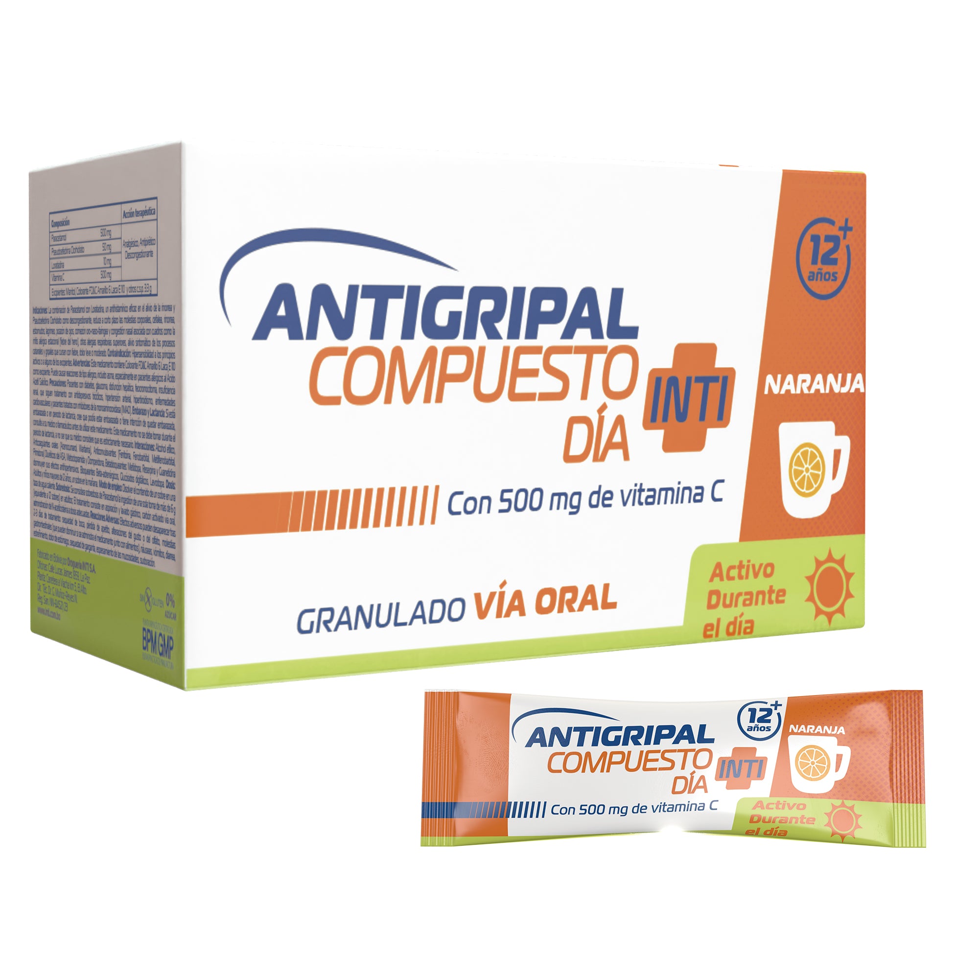 Antigripal Compuesto Día X sobre Naranja (Paracetamol, Pseudoefedrina clorhidrato,Loratadina, Vitamina C)