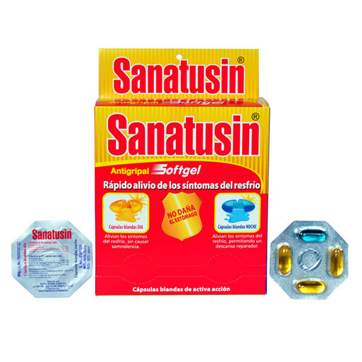 Sanatusin Softgel X 4 capsulas Acetaminofeno 25mg, Dextrometorfano 10mg, Fenilefrina 5mg