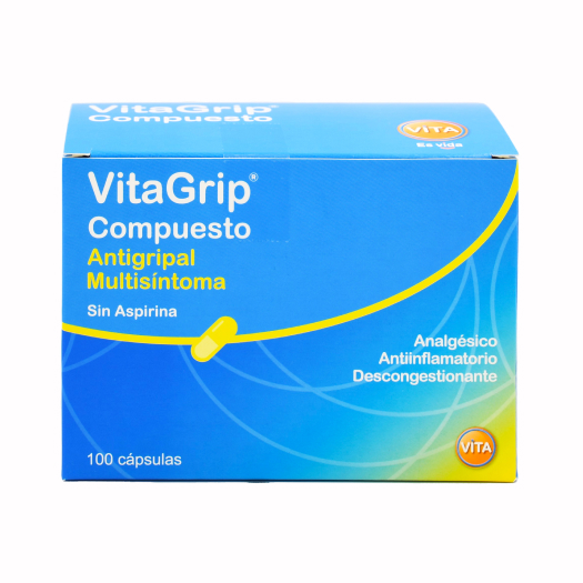 VitaGrip Compuesto X Capsula Paracetamol 500 Mg Pseudoefedrina 30 mg Clorfeniramina 2 mg Dextrometorfano 10 mg