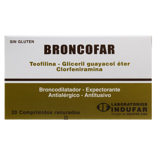 Broncofar X Comprimido teofilina 100 Mg guayaco 100 Mg clorfeniramina 2 mg