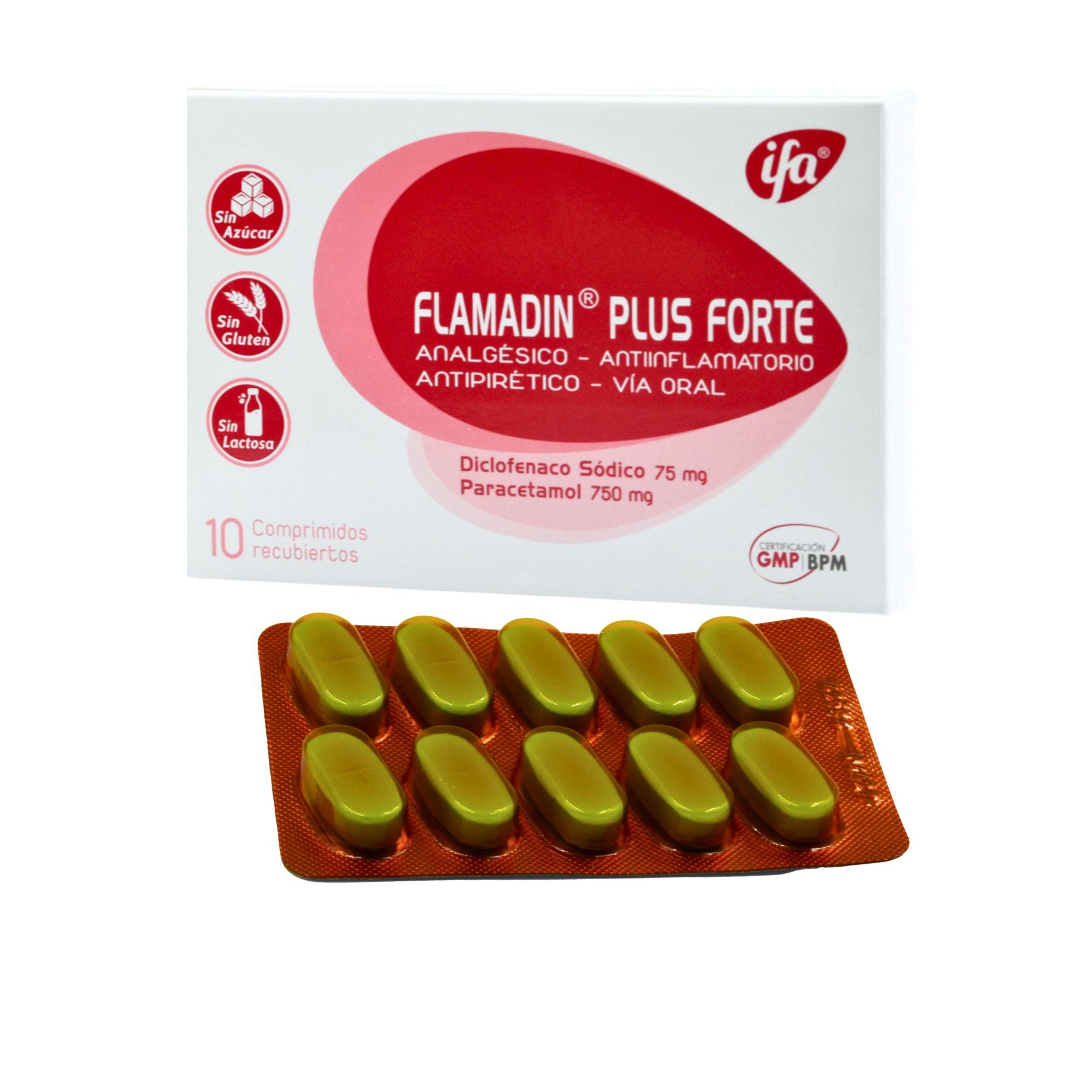 Flamadin Plus Forte X Comprimido _ Diclofenaco 75 mg, Paracetamol 750 mg