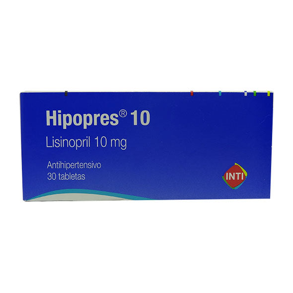 Hipopres 10 _ Lisinopril 10 mg X Tabletas