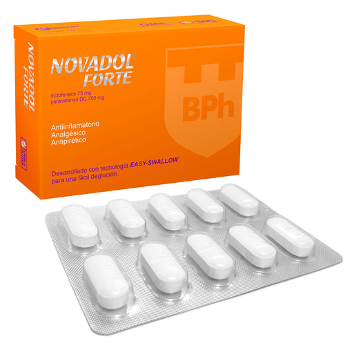 Novadol Forte X tableta Diclofenaco 75mg Y Paracetamol 750mg