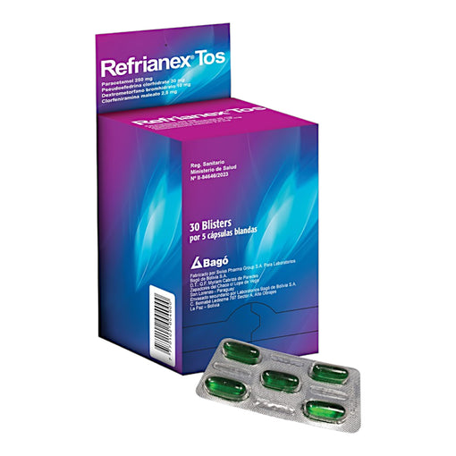 Refrianex Tos X Cápsula Paracetamol 250mg Pseudoefedrina 30mg Dextrometorfano 10 Mg clorfeniramina 2.5mg