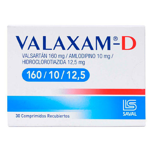 Valaxam-D 160/10/12,5 mg X Comprimido valsartan 60 amlodipina 10 Hidroclorotiazida 12.5