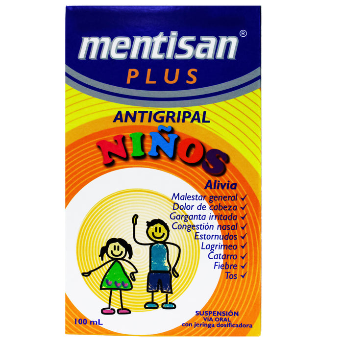 Mentisan Plus Antigripal Niños X Jarabe 100 ml Paracetamol, Pseudoefedrina, Clorfeniramina, Dextrometorfano