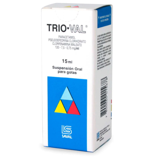 TRIO VAL gotas X 15ml Paracetamol 120mg pseuefedrina 7.5 mg clorfenamina 0.75mg