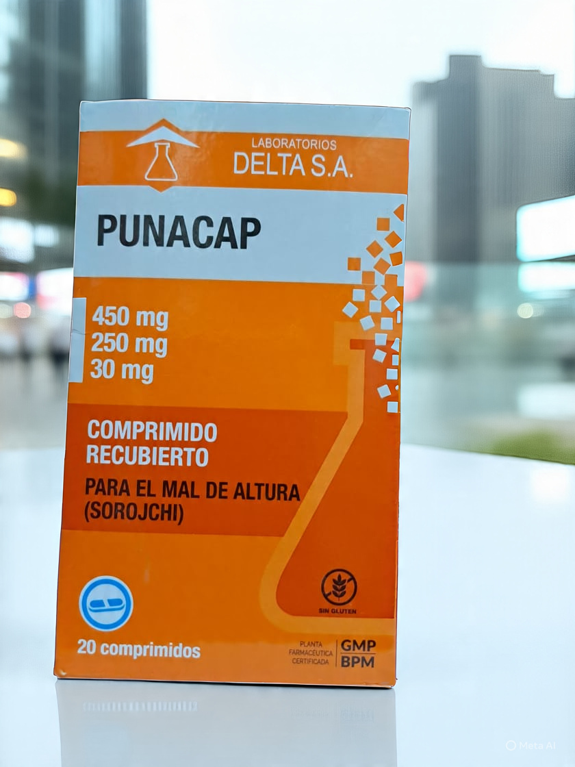 Punacap,  Paracetamol, Acetazolamida, Cafeína X Comprimido 