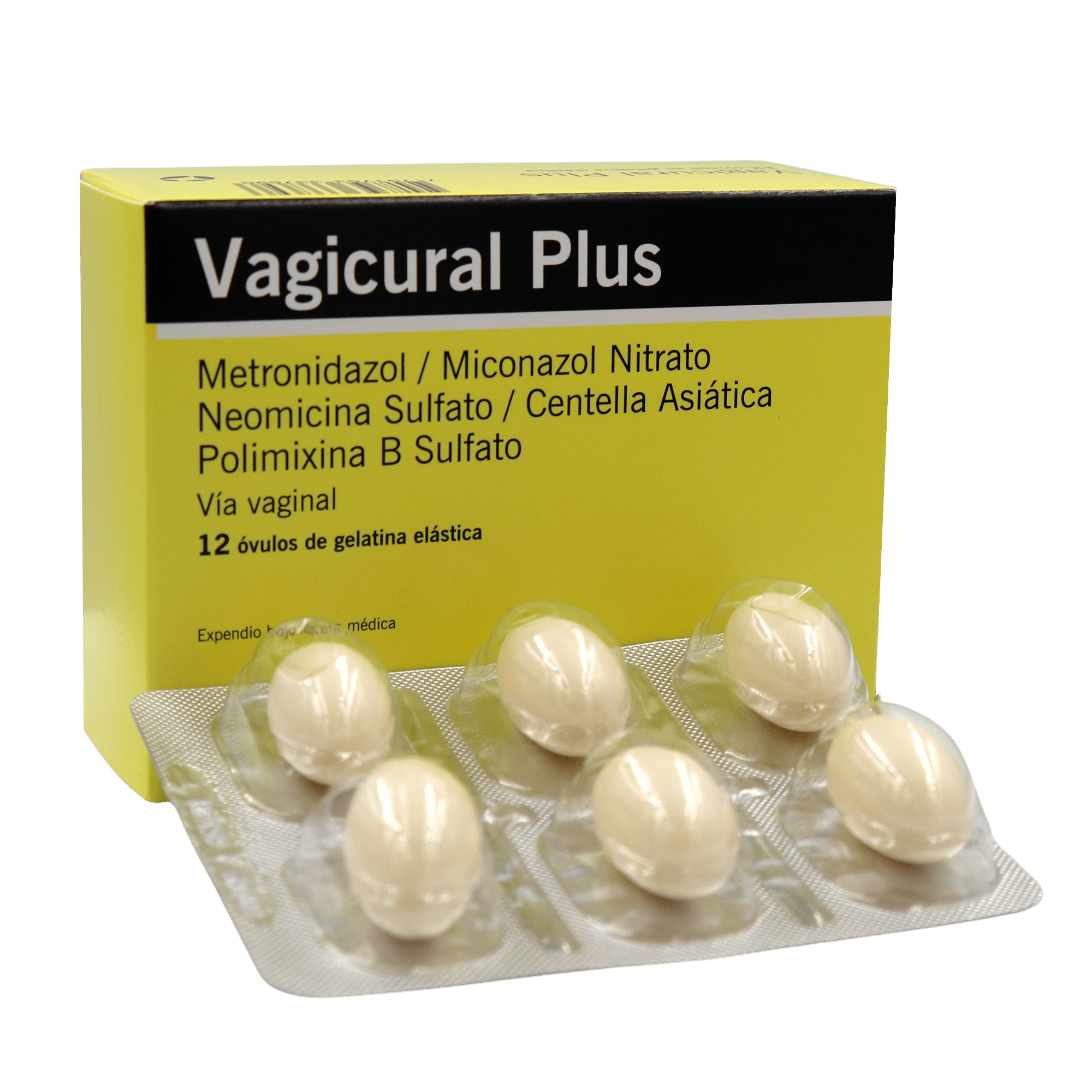 Vagicural Plus X Óvulos _ Metronidazol, Miconazol Nitrato , Neomicina Sulfato, Centella Asiática Polimixina B sulfato