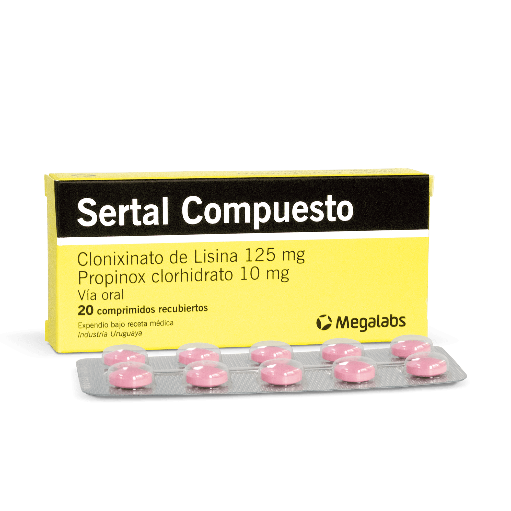 Sertal Compuesto X Comprimido _ Clonixinato de Lisina 125 mg , Propinox Clorhidrato 10 mg