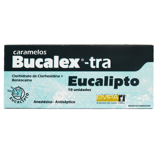 Bucalex-tra eucalipto X pastilla masticable Benzocaína, clorhexidina 