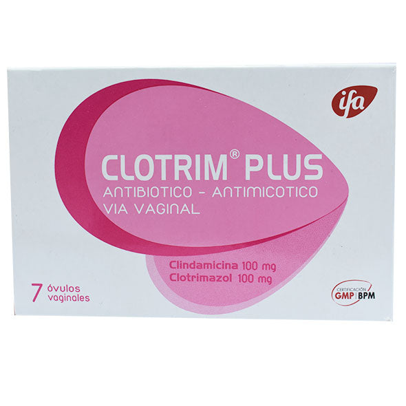 Clotrim Plus X Óvulos vaginales _ Clindamicina 100 mg, Clotrimazol 100 mg
