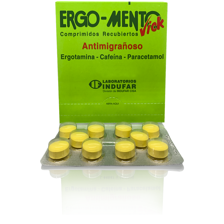 ERGO-MENTOVick X Comprimido ergotamina1 mg cafeína 100 mg paracetamol 650mg