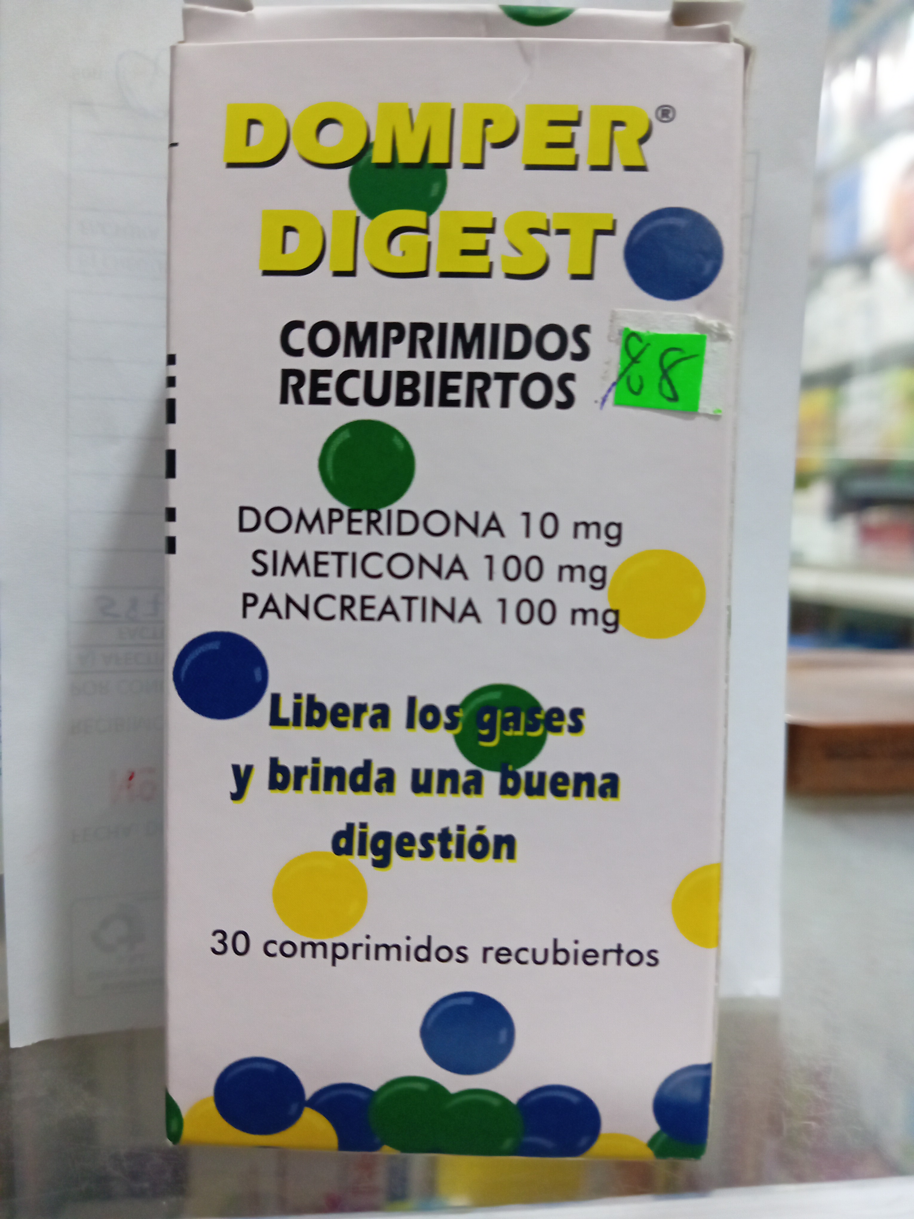 Domper Digest X Comprimido Domperidona 10 mg simeticona 100mg pancreatina 100 mg