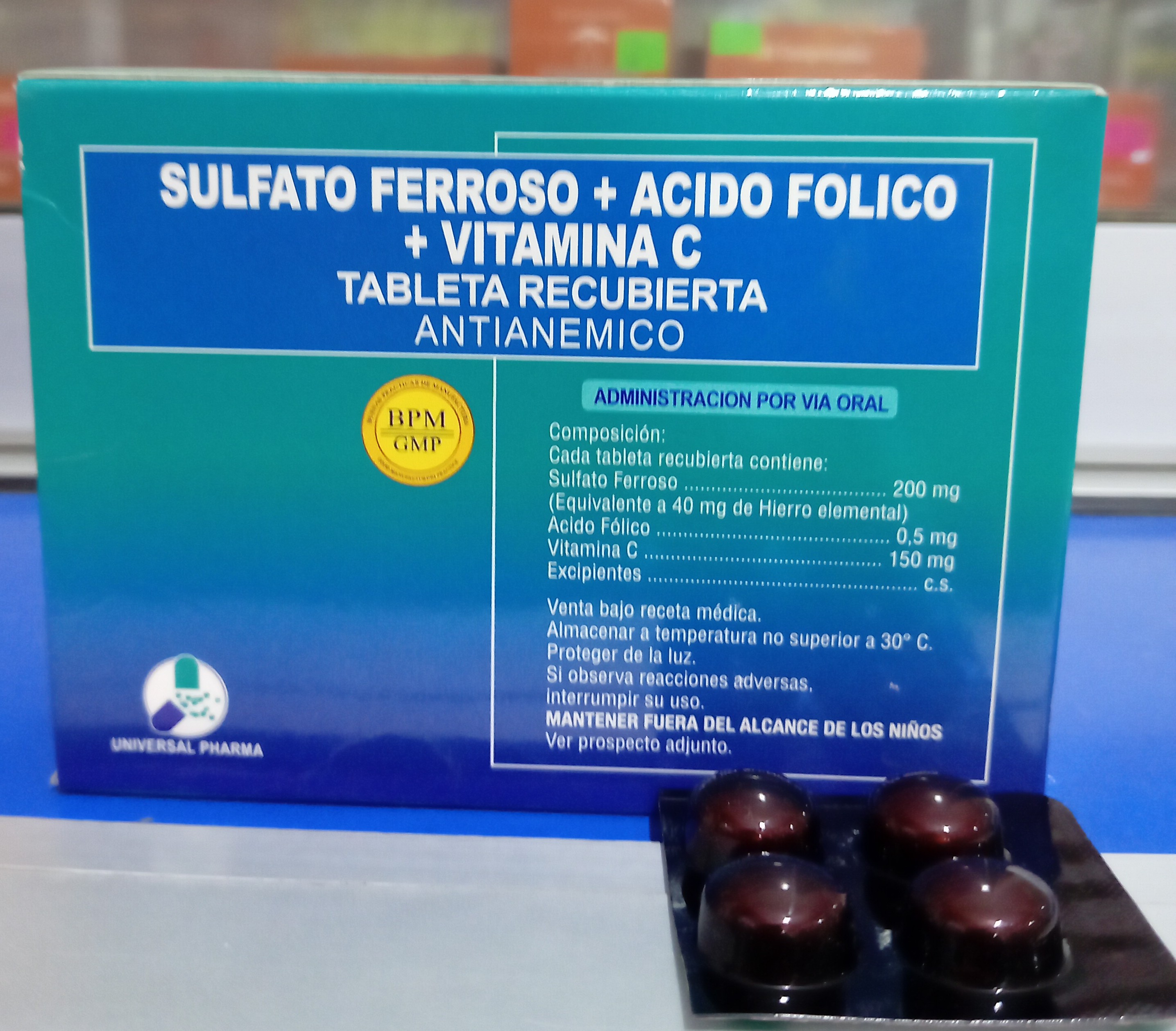 COMPRIMIDO Sulfato ferroso + ácido fólico + vitamina C