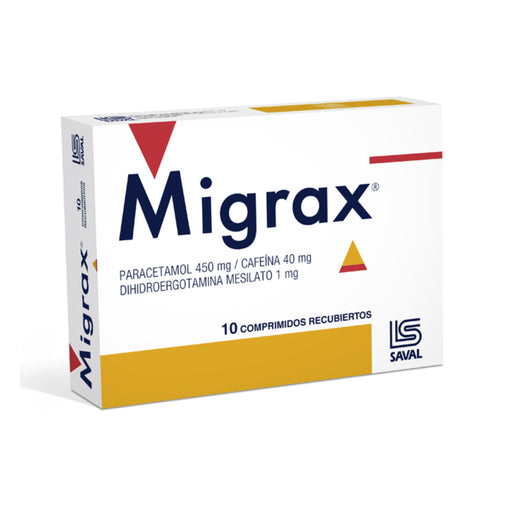 Migrax X Comprimido Paracetamol 450mg dihidroergotamina 1mg cafeína 40mg
