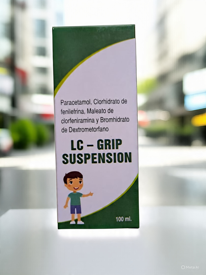 LC-Grip 100 ml X Jarabe _ Paracetamol 250 mg, Fenilefrina 2.5 mg, Clorfeniramina2 mg, Dextrometorfano 10 mg