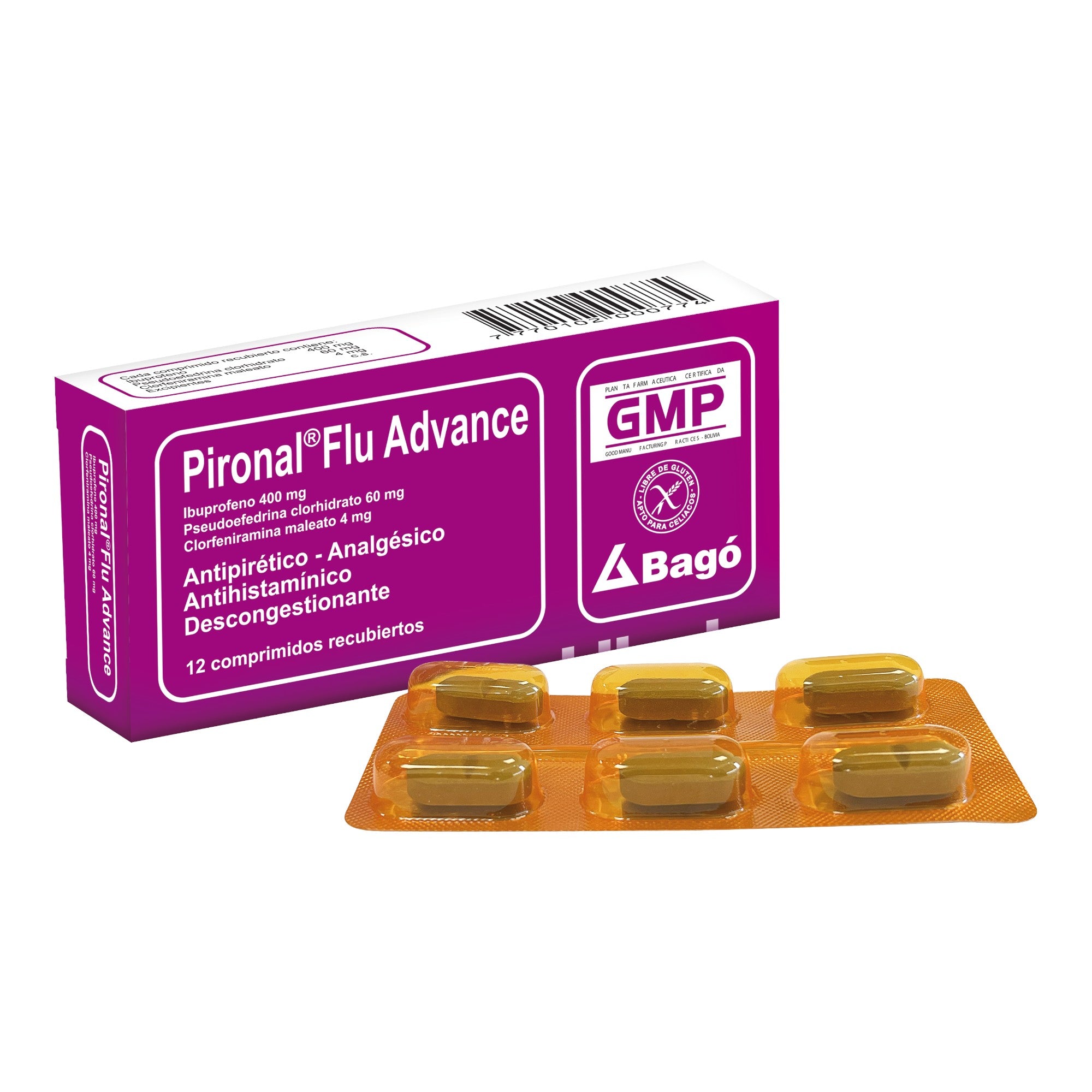 Pironal Flu Advance X Comprimido Ibu 400 Pseudoefedrina 60 clorfeniramina 4 mg