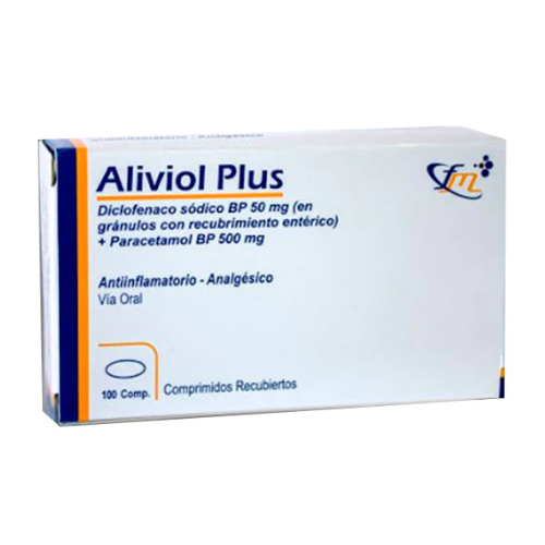 Aliviol Plus X Comprimido Diclofenaco 50 mg paracetamol 500 mg