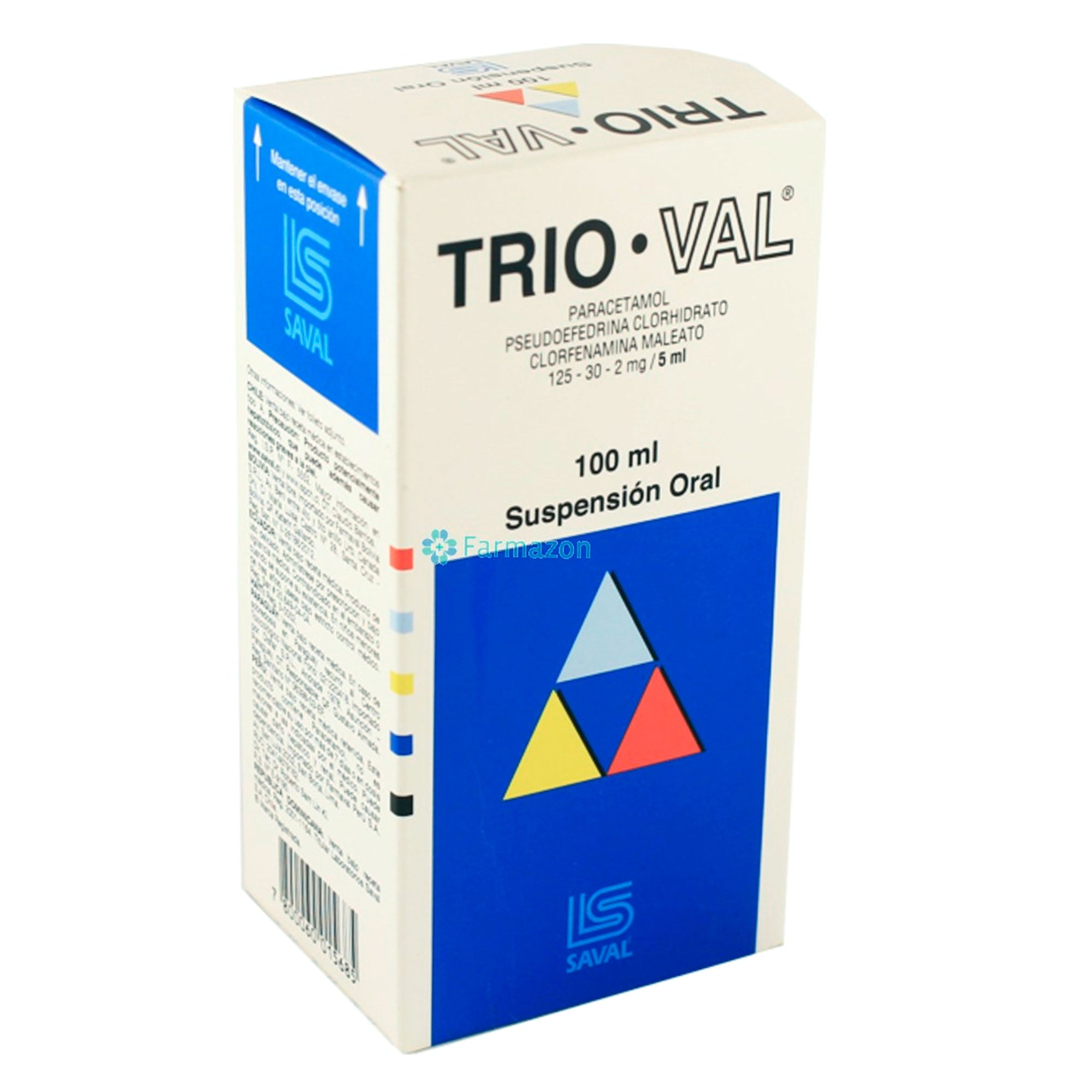 TRIO VAL jarabe X 100 ml paracetamol 125 Mg Pseudoefedrina 30 mg clorfenamina 2 mg