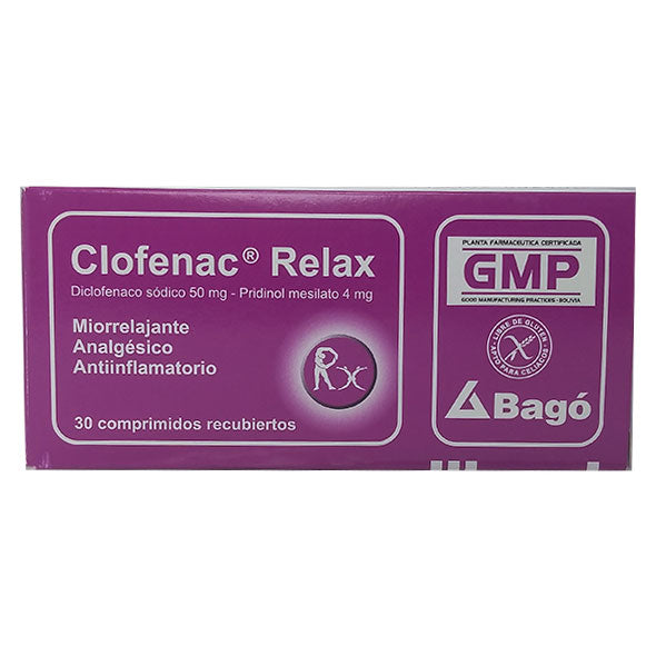 Clofenac Relax Diclofenaco Sodico 50Mg Y Pridinol Mesilato 4Mg X Tableta