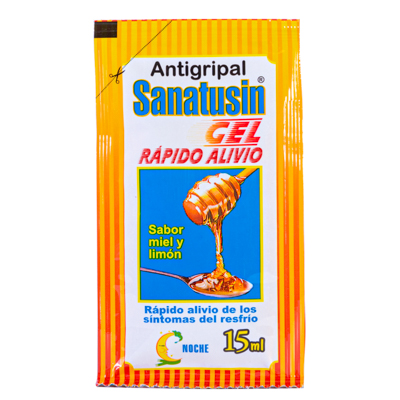 Sanatusin gel noche X Sobre Paracetamol 500 Mg Dextrometorfano 20 mg clorfeniramina 4 mg. Fenilefrina 10 mg