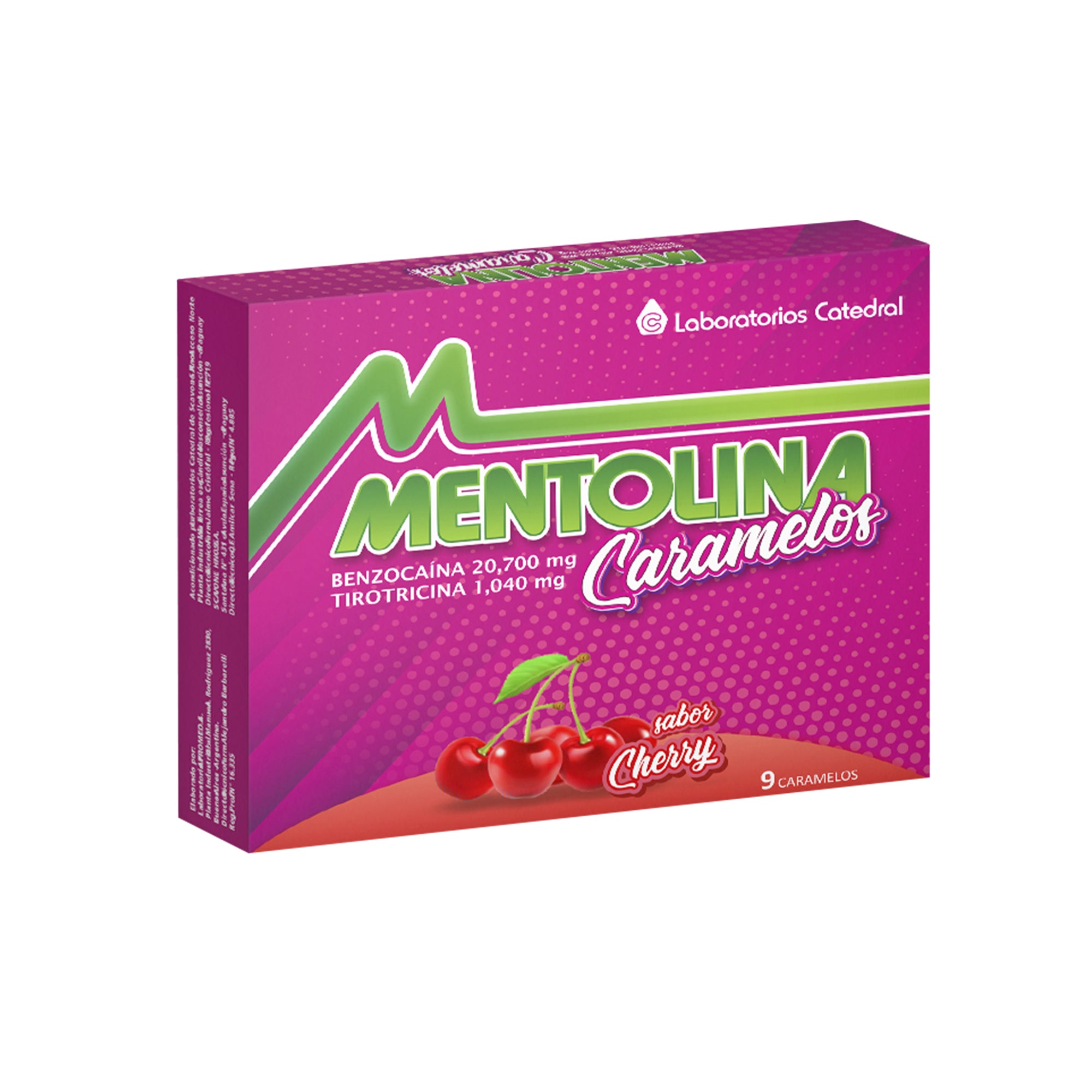 Mentolina X pastilla carameladas Cherry Benzocaína Tirotricina